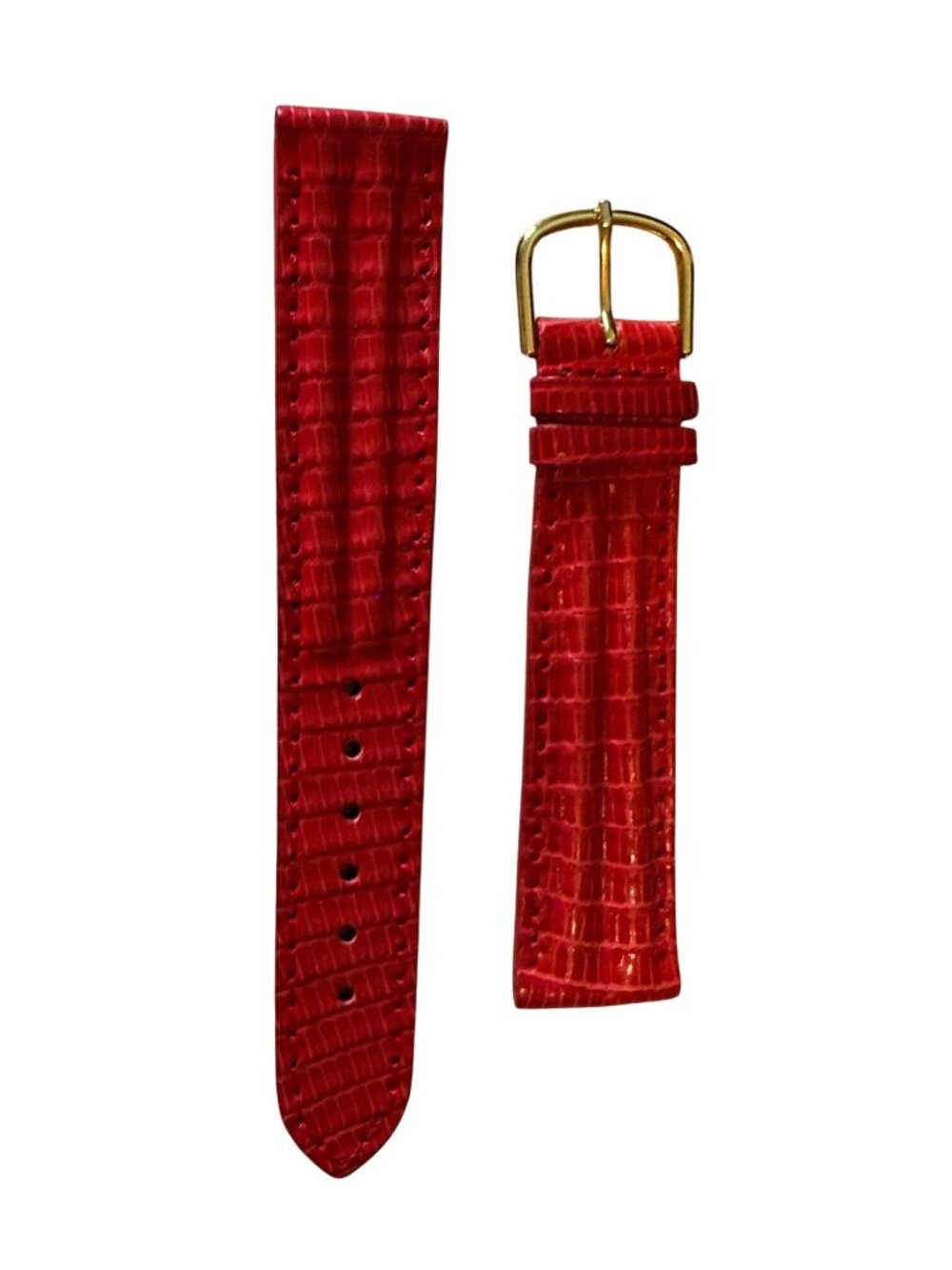 NEW Red Genuine Leather Watch Strap 18mm Gold Buckle France
